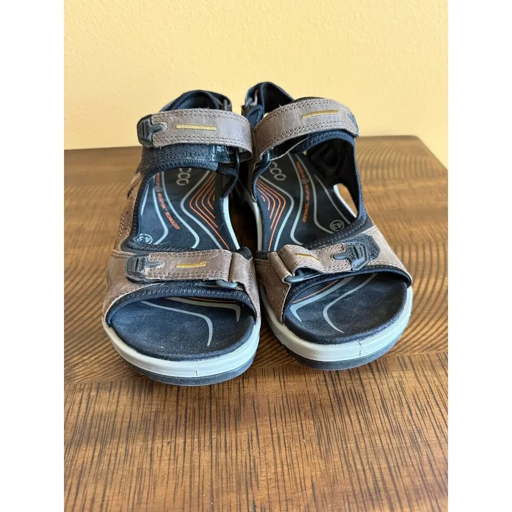 ECCO Yucatan Brown Leather Sport Sandals Men’s EU 43 Adjustable Comfort Hiking